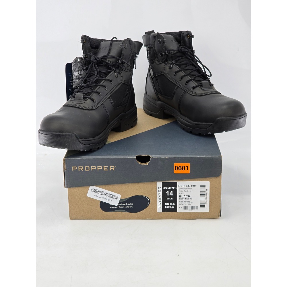 Propper Series 100 6" Waterproof Side Zip Boot Mens 14 Wide Black F4521 - New